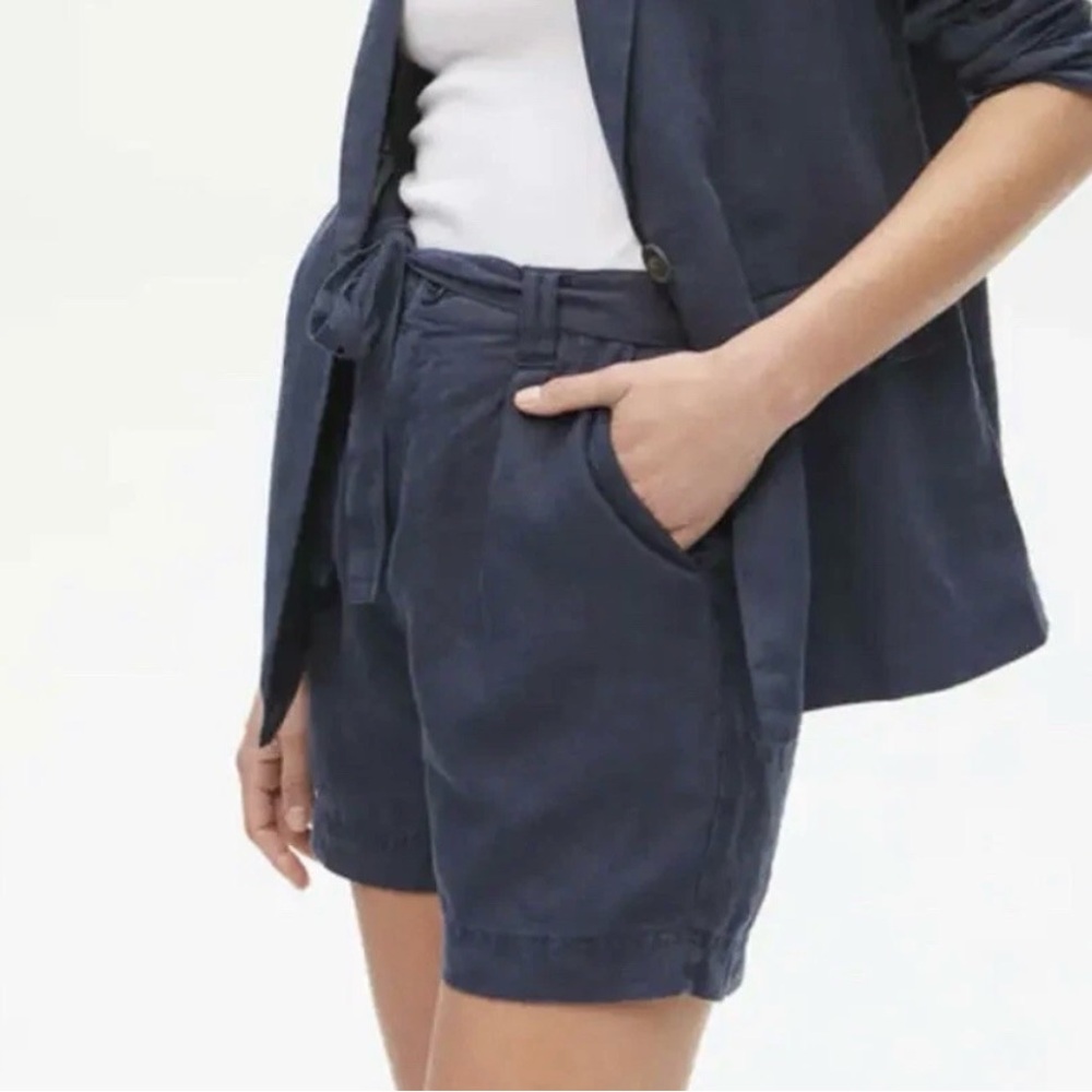 NWT MICHAEL STARS Shorts BEX Woven 100% LINEN Sz XS Tie Belt Admiral Blue